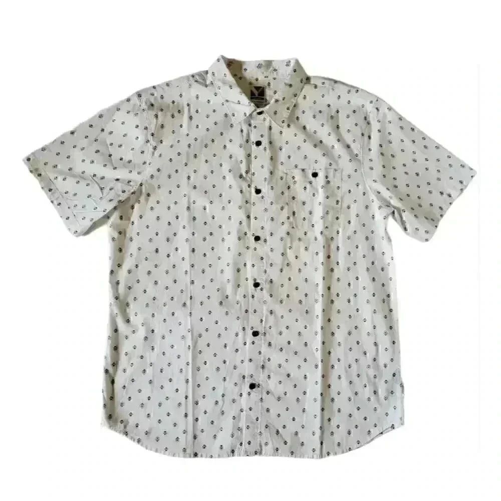 Voyager Men's White & Grey Mini Print Cotton/Spandex Stretch Woven Short Sleeve